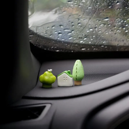 "Village Landscape" Mini Car Decor - Adorable Dashboard Display & Windowsill Ornament